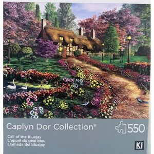 NEW 550 Piece Puzzle w/Poster Call Of The Blue Jay 24"X18" Art By Caplyn Dor